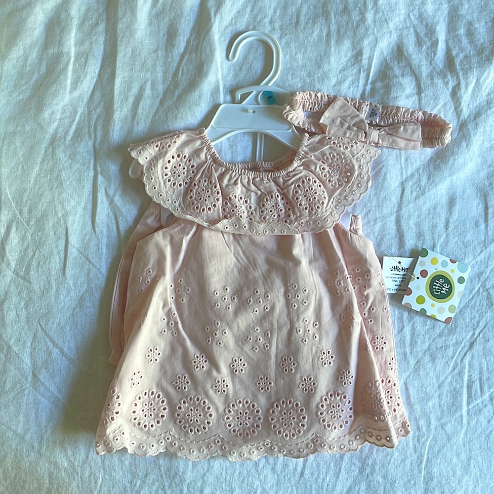 Little Me Woven Sunsuit Set with Bow
